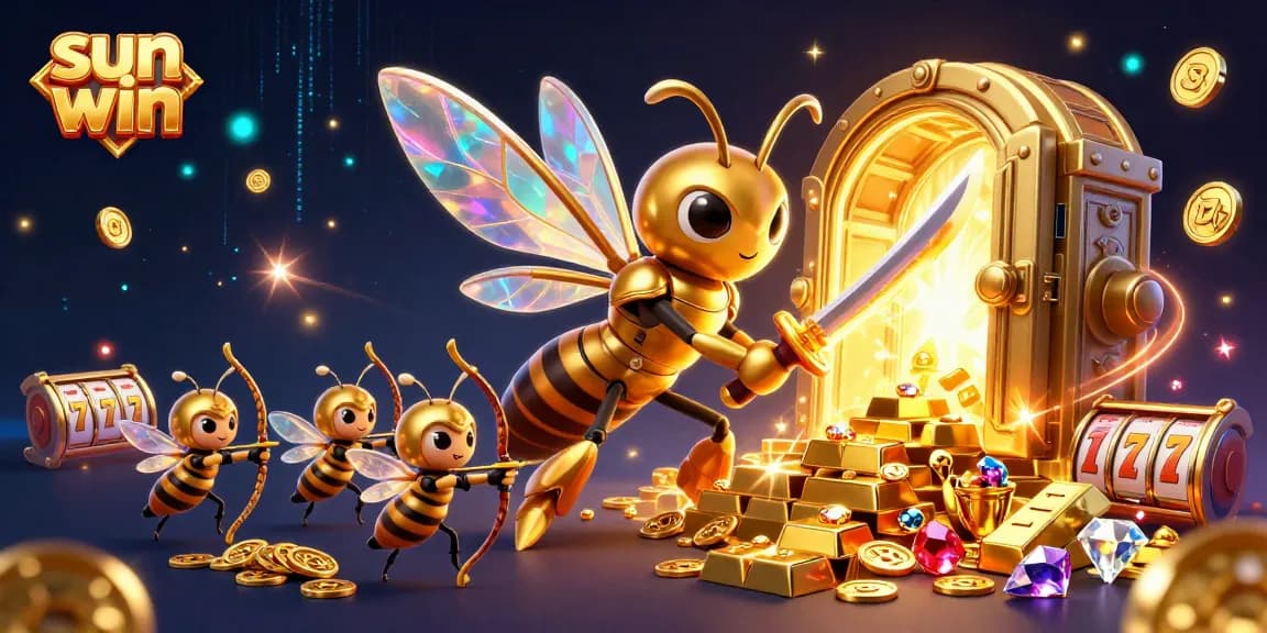 Experience the thrill of sun win gaming with a golden samurai hornet conquering slot riches.