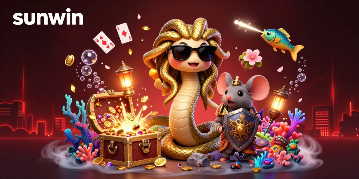 Engage in thrilling gaming adventures at sunwin with vibrant casino elements and mythical characters.