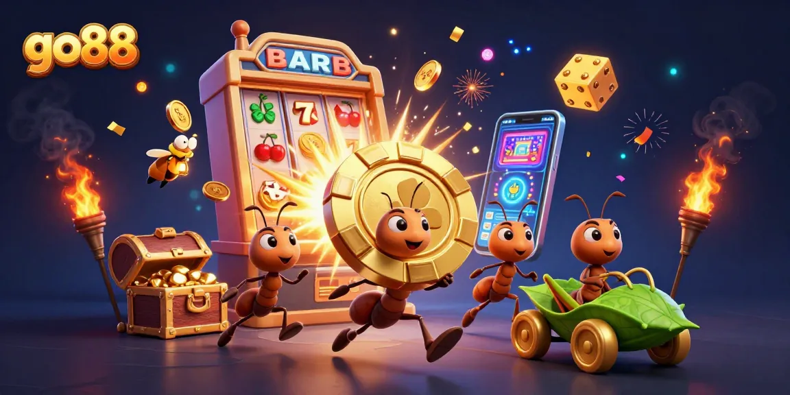 Experience the excitement of go88 as ants carry a giant poker chip amid casino dreams bursting with jackpots.